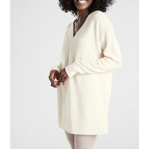 Athleta WOOL CASHMERE V-NECK TUNIC size XS Dove Cream